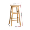 Artiss Set of 2 Beech Wood Backless Bar Stools - Natural