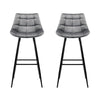 Artiss Set of 2 Velvet Bar Stools - Grey