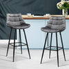 Artiss Set of 2 Velvet Bar Stools - Grey