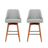 Artiss Set of 2 Wooden Fabric Bar Stools Circular Footrest - Light Grey