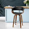 Artiss Swivel PU Leather Bar Stool - Wood and Black