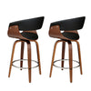 Artiss Set of 2 Swivel PU Leather Bar Stool - Wood and Black