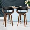 Artiss Set of 2 Swivel PU Leather Bar Stool - Wood and Black