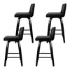 Artiss Set of 4 Wooden PU Leather Bar Stool - Black