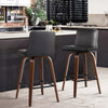 Artiss Set of 2 Wooden PU Leather Bar Stool - Black and Brown Wood Legs