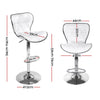 Artiss Set of 2 PU Leather Patterned Bar Stools - White and Chrome