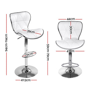 Artiss Set of 2 PU Leather Patterned Bar Stools - White and Chrome