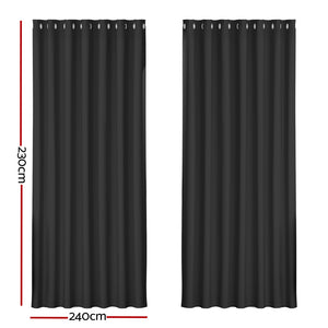 Artiss 2X Blockout Curtains Blackout Window Curtain Eyelet 240x230cm Black