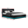 Artiss Lumi LED Bed Frame PU Leather Gas Lift Storage - Black King