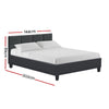 Artiss Tino Bed Frame Double Size Charcoal Fabric