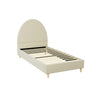 Artiss Bed Frame Single Size Bed Base w Arched Headboard Velvet Fabric Cream