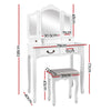 Artiss Dressing Table Stool Set Foldable Mirror White