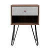 Artiss Bedside Table with Drawer - Grey & Walnut