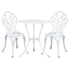 Gardeon 3PC Outdoor Setting Cast Aluminium Bistro Table Chair Patio White