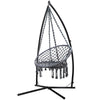 Gardeon Outdoor Hammock Chair with Steel Stand Cotton Swing Hanging 124CM Grey