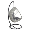 Gardeon Outdoor Egg Swing Chair with Stand Cushion Wicker Armrest Light Grey