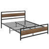 Artiss Bed Frame Metal Bed Base Queen Size Platform Wooden Headboard Black DREW