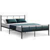 Metal Bed Frame Queen Size Platform Foundation Mattress Base SOL Black