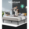 Metal Bed Frame Queen Size Mattress Base Platform Foundation Wooden Black TED