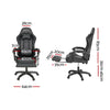 Artiss Massage Gaming Office Chair 7 LED Computer Chairs Leather Footrest Black