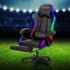 Artiss Massage Gaming Office Chair 7 LED Computer Chairs Leather Footrest Black