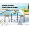 Gardeon 3 PCS Outdoor Bar Set Wicker Dining Bistro Patio Table Chairs Set Steel