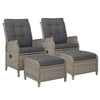 Gardeon Set of 2 Recliner Chairs Sun lounge Outdoor Patio Furniture Wicker Sofa Lounger