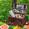 Alfresco 4 Person Picnic Basket Set Deluxe Folding Outdoor Insulated Liquor bag