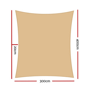 Instahut 3 x 4m Waterproof Rectangle Shade Sail Cloth - Sand Beige