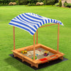 Keezi Kids Sandpit Outdoor Toys Wooden Large Sand Pit Water Box Canopy 149cm