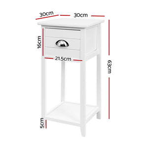 Artiss Bedside Table Nightstand Drawer Storage Cabinet Lamp Side Shelf White