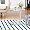 Artiss Side Coffee Table Bedside Furniture Oval Tempered Glass Top 2 Tier