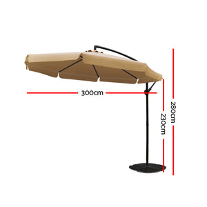 Instahut 3M Outdoor Umbrella - Beige