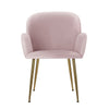 Artiss  Set of 2 Kynsee Dining Chairs Armchair Cafe Chair Upholstered Velvet Pink