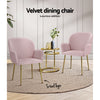 Artiss  Set of 2 Kynsee Dining Chairs Armchair Cafe Chair Upholstered Velvet Pink