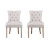 Artiss Set of 2 Dining Chair Beige CAYES French Provincial Chairs Wooden Fabric Retro Cafe