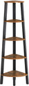 Rustic Brown Metal Frame 5 Tier Corner Shelf