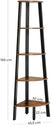 Rustic Brown Metal Frame 5 Tier Corner Shelf