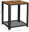 2-Tier Side Table with Storage Shelf with Metal Frame Rustic Brown