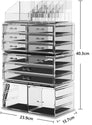 Makeup Cosmetic Organizer Storage with 12 Drawers Display Boxes (Clear)