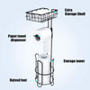 Toilet Paper Holder Stand and Storage Dispenser with Shelf for Bathroom