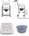 Mobile Shower Toilet Commode Chair Bathroom Aluminum Bedside Footrest Wheelchair