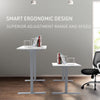 Fortia Sit To Stand Up Standing Desk, 140x60cm, 72-118cm Electric Height Adjustable, 70kg Load, White/Silver Frame