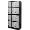 FORTIA 12-Door Metal Storage Locker Cabinet Gym Office Lockers Compartment, Black & Light Grey