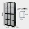 FORTIA 12-Door Metal Storage Locker Cabinet Gym Office Lockers Compartment, Black & Light Grey