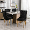 AADEN 2x Velvet Dining Chairs with Golden Metal Legs-Black