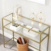 VASAGLE Console Table with Tempered Glass Gold Colour LGT025A01