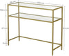 VASAGLE Console Table with Tempered Glass Gold Colour LGT025A01