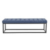 Sarantino Cameron Button-tufted Upholstered Bench With Metal Legs - Blue Linen