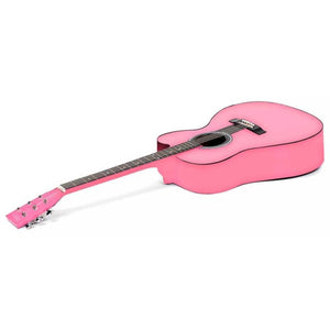 Karrera 38in Cutaway Acoustic Guitar with guitar bag - Pink